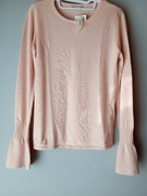 Sweter różowy z dodatkiem wełny, kaszmiru i jedwabiu rozm. S