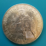 25 szylingów 1961 Austria 40 rocznica  Burgenland Srebro 0,800 waga 13 g