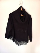 czarny gruby sweter boho narzutka z półgolfem 42Xl 44XXL czarna ciepla