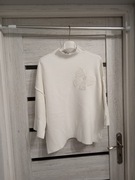 Pół golf biały z rękawem za łokieć z wiskozy R6