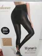 Rajstopy damskie modelujące 20D 2-pak beżowe cienkie wyszczuplające S/M