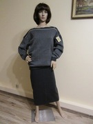 Wełniany komplet sweter spódnica skandynawski norweski _ nowy_ L