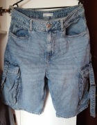 Bermudy jeansowe cargo SINSAY 40 spodenki 