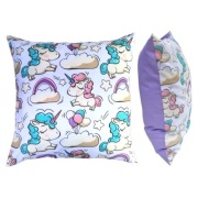 Poszewka 40x40 cm Jednorożce tęcza balony biały  - Bawełna
