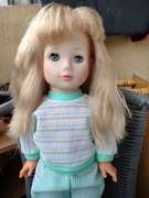 STARA LALKA CZASY PRL DŁUGIE WŁOSY Z MECHANIZMEM NA PŁYTY