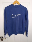 Vintage niebieska bluza Nike z dużym haftowanym logo L lata 90