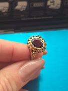 Złoty pierścionek antyk z spessartynem, złoty 