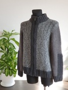 elegancki szary rozsuwany sweter Hinterstoisser wełniany L 