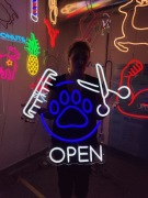 Pielęgnacja Psów Neon Napisy LED. Pielęgnacja Kotów OPEN