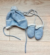 Wełniany komplet niemowlęcy zimowy - czapka i rękawiczki 3-6 msc  Maximo