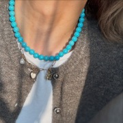 Naszyjnik choker z łańcuszkiem i zawieszkami korale koraliki handmade