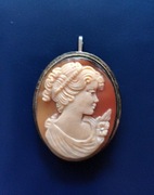 Broszka zawieszka kamea muszla srebro antyk okazja 8 piękna 