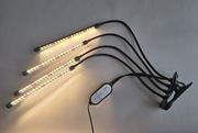 Lampa LED do uprawy roślin, 4 ramiona, USB, timer, moc, full spectrum