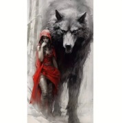 Malowanie diamentami 40x70 - Wilk i Czerwony Kapturek