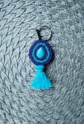 Brelok, pompon, chwosty, koraliki  boho, etno