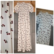 Sukienka maxi hiszpanka biała w wisienki bufki premium 