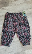 Cotton plus spodnie alladynki 4XL-6XL w różowe kwiaty