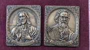 Plakiety Religia Jezus,św.Paweł 2 duże plakiety br.patyn.