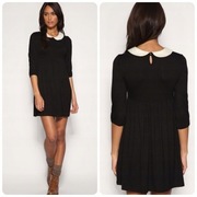 ASOS PENSJONARKA CZARNA SUKIENKA KOŁNIERZYK 38 40