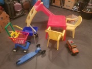 Zjeżdzalnia SIMBA, stolik krzesła hulajnoga piłki itd