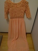 Bardzo długa, łososiowa sukienka rozm. M