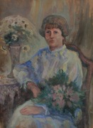 Portret siedzącej kobiety z kwiatami Stanisław Frasiak