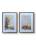 Jesienny pejzaż na papierze akryl i struktura 