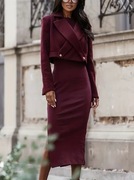 Komplet sukienka i marynarka bordowa Burgundowa 36 S