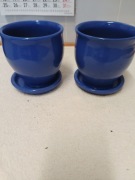 2 doniczki ceramiczne z podstawkami