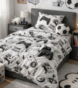 Pościel dziecięca z motywem gamingowym bawełna 140x200cm