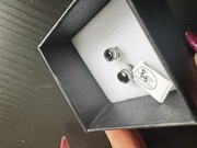 Kolczyki srebrne Czarne Sztyft