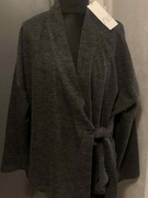 ZARA sweter kardigan tunika oversize asymetryczny kimono kopertowy wiązany 