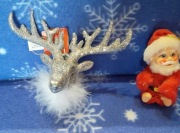 zawieszka brokatowy renifer, gratis Mikołaj .