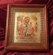 Piękna Ikona prawosławna w kiocie Matka Boska Niewiędnący Kwiat. 