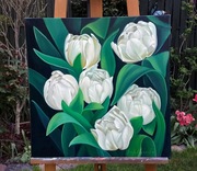 kwiaty tulipany olej na płótnie