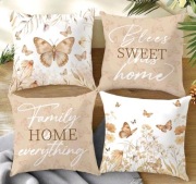 Zestaw 4x Poszewki Dekoracyjne 45x45 cm – Beżowe Motyle Boho Premium