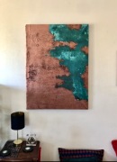 Nowoczesny obraz industrialny miedź i patyna 100x70cm