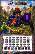 Klocki magnetyczne typu Minecraft 320sztuk Portal Zamek Lawa 5 figurek 