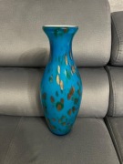 Wazon turkusowy w złoto-zielone plamki 37cm