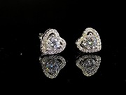 Srebrne kolczyki serduszka z 2 x 0,5crt diamentem Moissanitem pozłacany 
