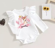 Body na roczek dla dziewczynki ubranko na roczek urodziny leśny sarenka 