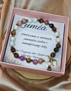 Bransoletka Luméa - Agat, tygrysie oko, jaspis cesarski, howlit i hematyt.