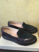 Zielone czarne mokasyny skórzane na platformie Clarks 38