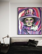 Obraz opart optyczny kobieta królik różowy 100x90 