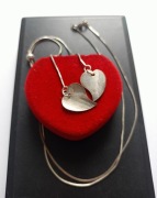 Łańcuszek srebrny dwa serduszka Italy pr.925