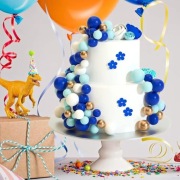 Kule na tort odcienie niebieskiego złoto 8 szt