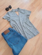 Szara bluzka damska George rozmiar L na krótki rękawek na lato