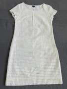 SOLAR biała ecru trapezowa sukienka haftowana haft angielski richelieu 38