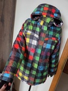 House damska kolorowa kurtka w kratkę pod szyję, kaptur r. M 38