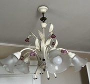 Żyrandol glamour vintage biały z różami